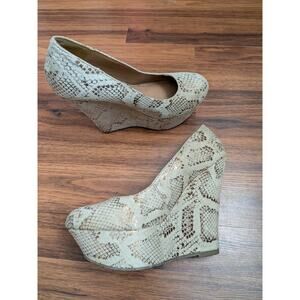 Y2K Candie’s Snakeskin Platform Wedges Size 8.5 Chunky 2000s Heel Retro Glam